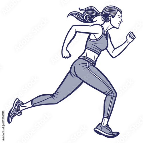 running woman in gray sportswear clip art preview