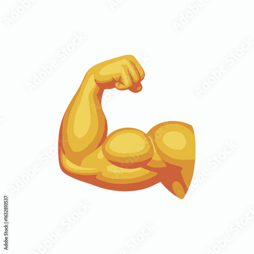 Golden flexed bicep muscle emoji icon