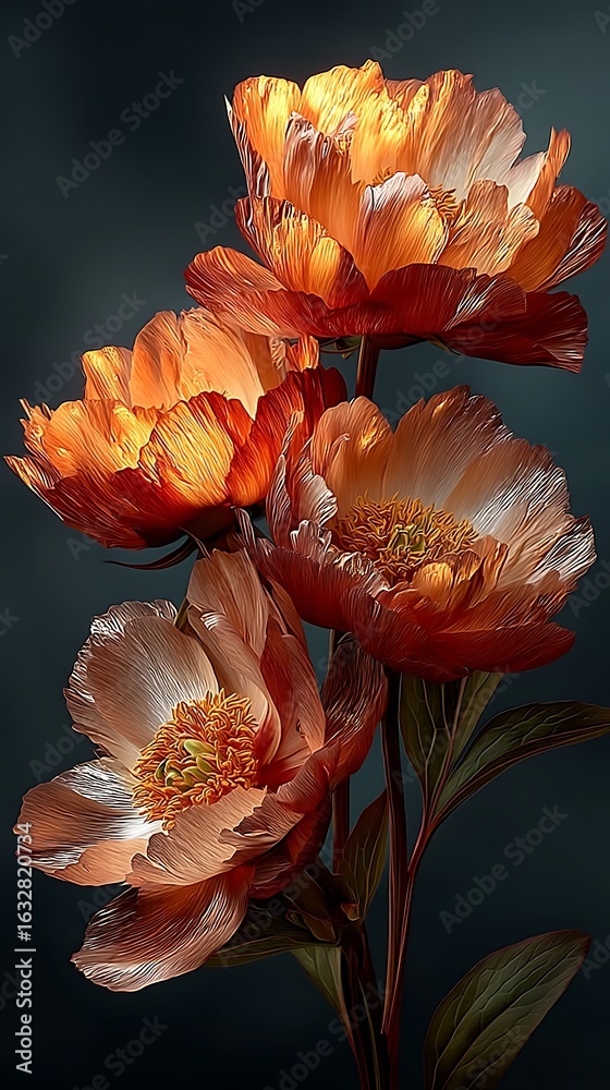 Obraz premium Rose gold metallic petals glowing softly high resolution picture