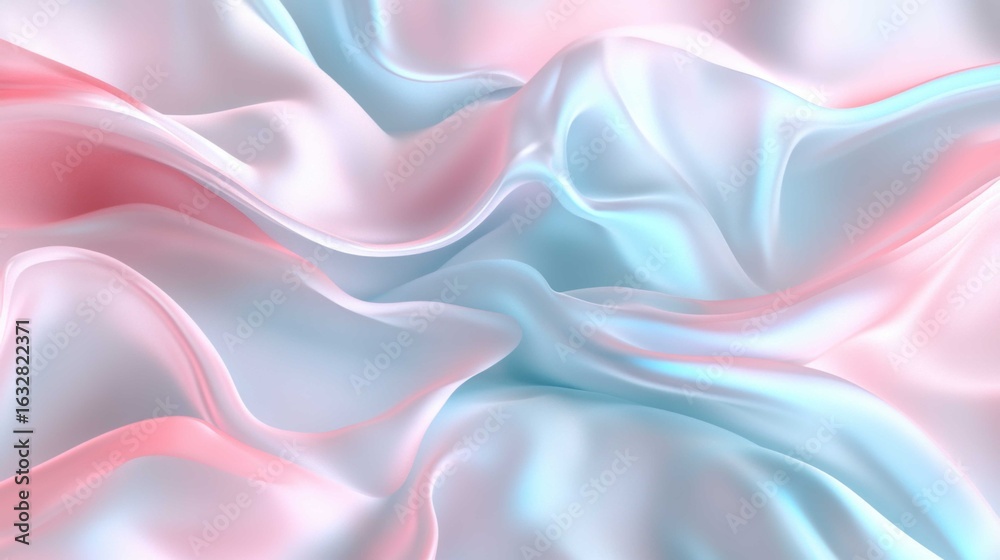 Obraz premium Soft pastel silk fabric draped elegantly, creating gentle waves and folds