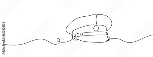 Continuous line vector of captain hat editable stroke.