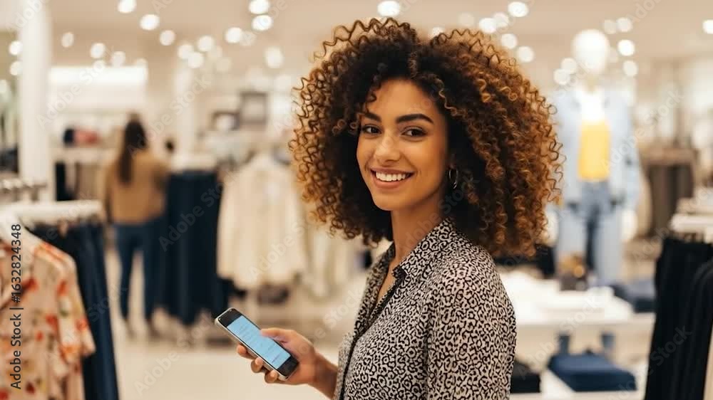 Mulher jovem fazendo compras em uma loja de moda feminina