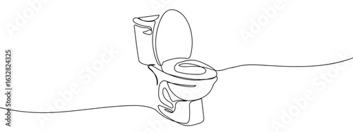 Continuous line vector of toilet, bathroom. editable stroke.