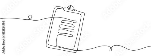 Continuous line vector of document, checklist, business concept. editable stroke.