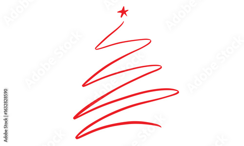 Tree pine red pink orange color line write star element design sign symbol merry christmas xmas happy new year banner poster object icon tree pine merry christmas happy new year winter season holiday