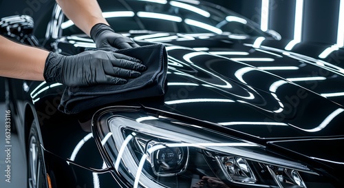 Car detailing service black car polishing photo