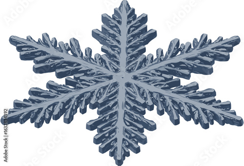 Isolated intricate snowflake presents wintery crystalline beauty and festive season