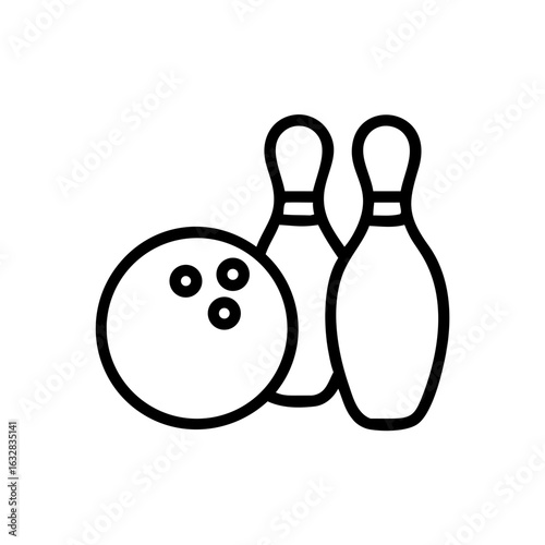 Icon of a bowling ball and pins representing the sport