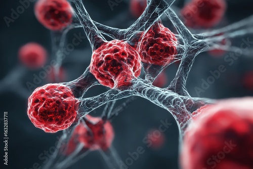 Hemoglobin molecule in human body. Iron-containing oxygen transport protein in red blood cells
