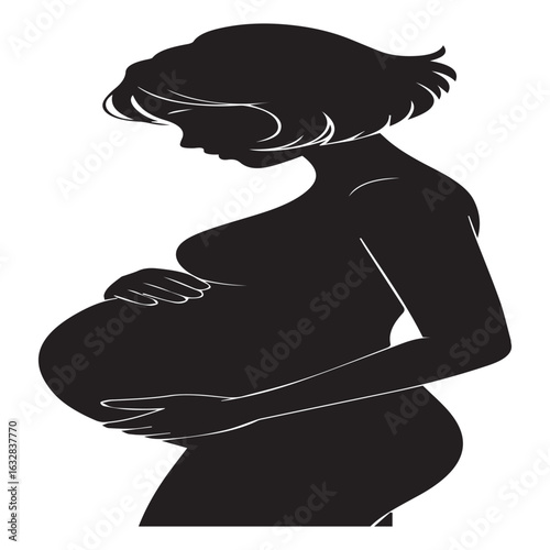 Fetus in utero silhouette isolated on white background a vector illustration of human embryo development, pregnancy, and the miracle of life inside the womb, representing new beginnings