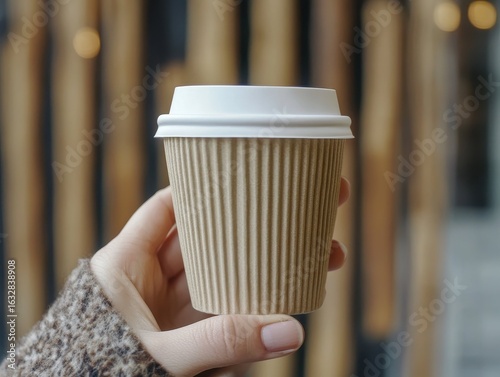 pixel perfect image of close up hand holding coffee cup