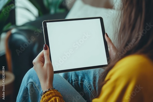 Clear Pixel Visual of Midsection of Woman Using Digital Tablet