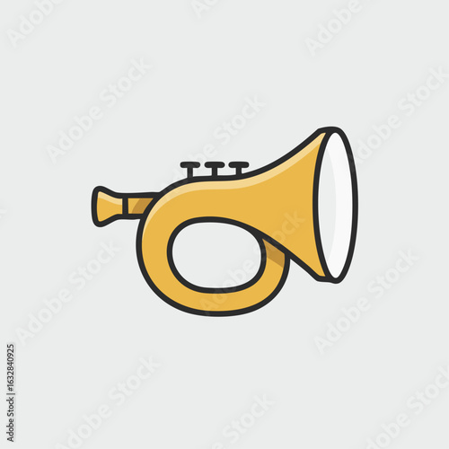Bright yellow trumpet illustration.  Simple trumpet design perfect for music blogs and websites.  This cheerful trumpet image is ideal for creating joyful and upbeat designs.