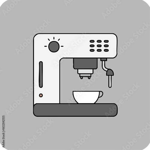 Coffee machine illustration with cup for fresh coffee. This Coffee machine illustration shows white cup for espresso, cappuccino, and americano preparation.