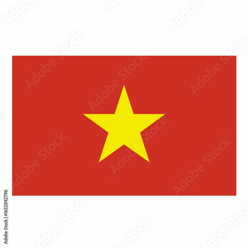 Vietnamese flag image showing red background and single yellow star. National flag of Vietnam is symbol of independence and unity.
