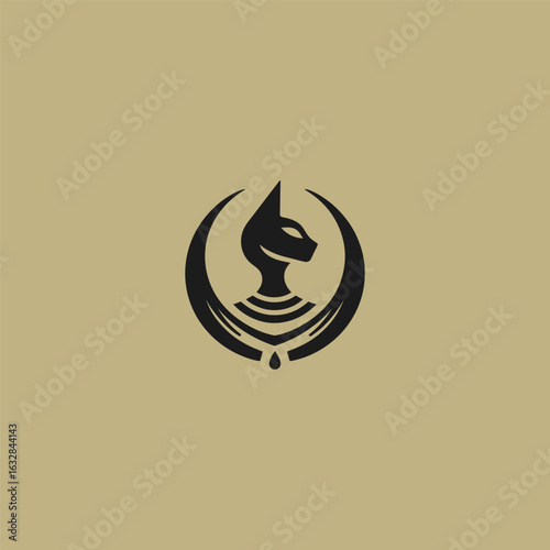 Bastet logo in strong and mystical silhouette illustration.