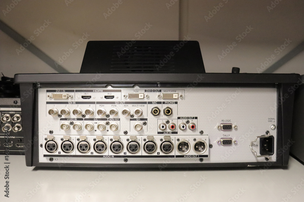 Obraz premium Back of an old radio control panel.