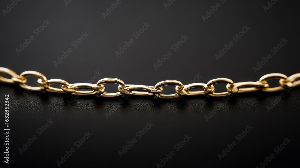 Fototapeta premium Elegant Gold Chain on Black Surface