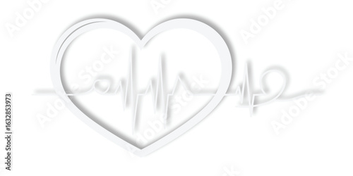 Heart Symbol with Infinity and Pulse Lines in White Minimalist simple graphic design.