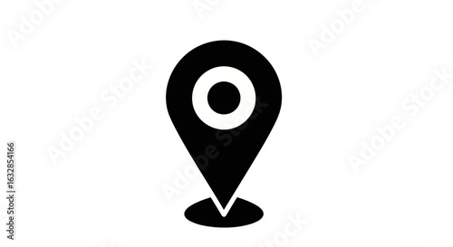 Vector art of a black map location pin icon isolated on a white background, representing navigation and destination