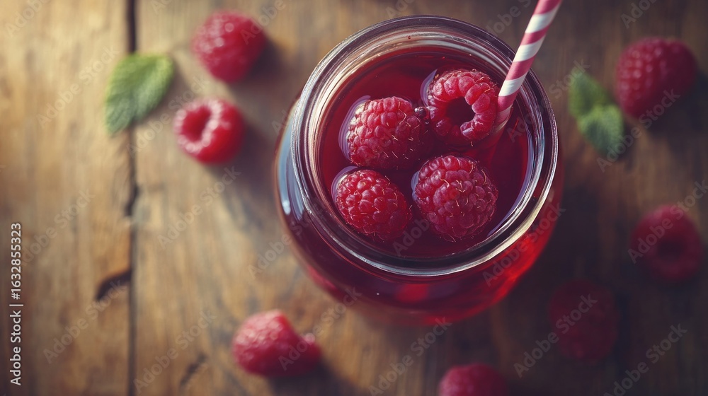 custom made wallpaper toronto digitalA jar filled with raspberry drink garnished with berries and herbs