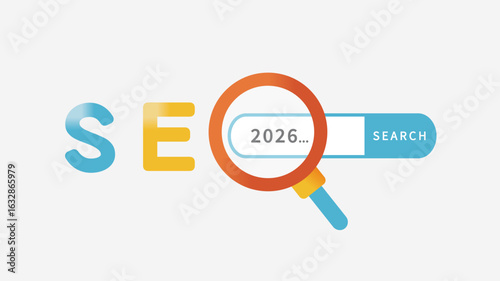 SEO検索トレンド2026年イメージ | ベクター素材 SVG アイキャッチ バナー背景 