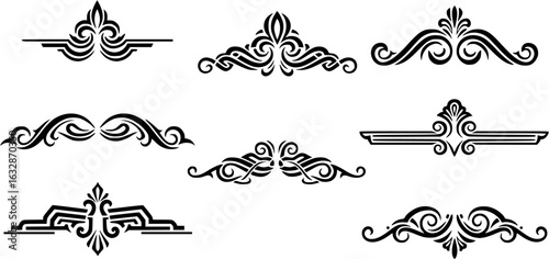 calligraphic ornamental divider collection line art silhouette vector illustration