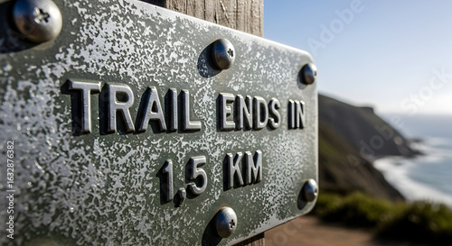 Trail Ends In 1.5 Km Coastal Path Scenic Hiking Destination Marker