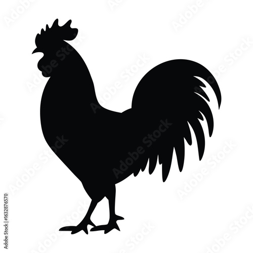 Black rooster silhouette vector image farm animal poultry design cock illustration clip art graphic 90