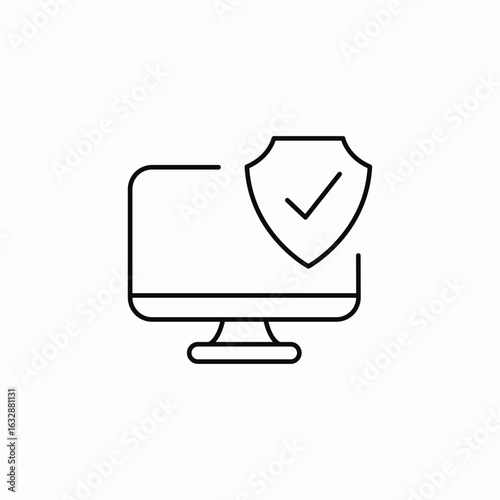 computer shield checkmark icon sign vector