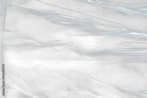 Transparant wrinkled plastic, white plastic or polyethylene bag texture, macro,no background
