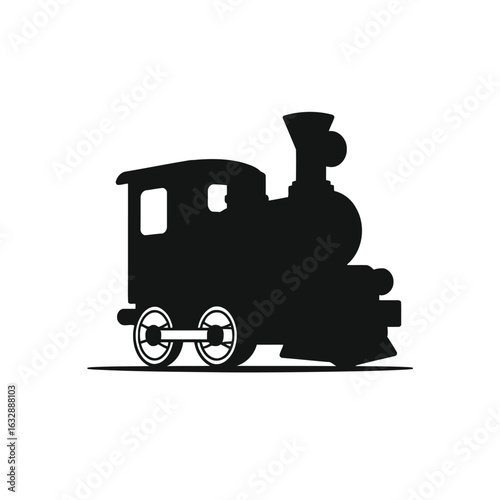 Vector art of silhouette of a vintage steam train isolated on white background