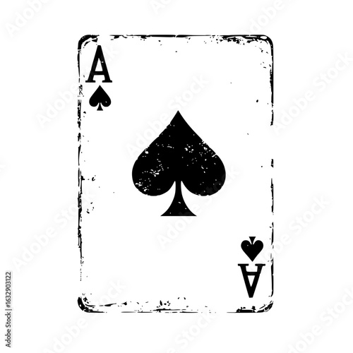 Grunge Style Ace of Spades Playing Card Illustration