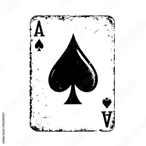 Grunge Style Ace of Spades Playing Card Icon