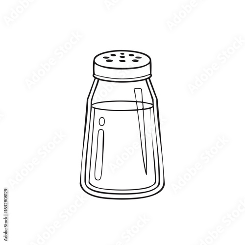 Salt shaker outline drawing, kitchen seasoning tool illustration