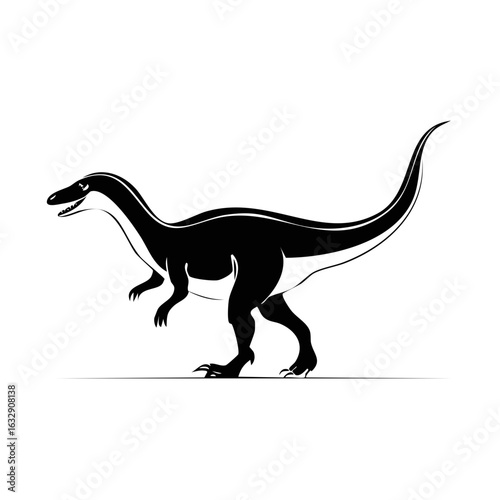 Elegant Vector Illustration of a Coelophysis Dinosaur in Silhouette