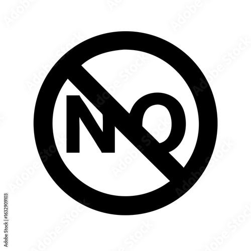 Black no symbol inside a circle with a diagonal line indicating prohibition and restriction of action
