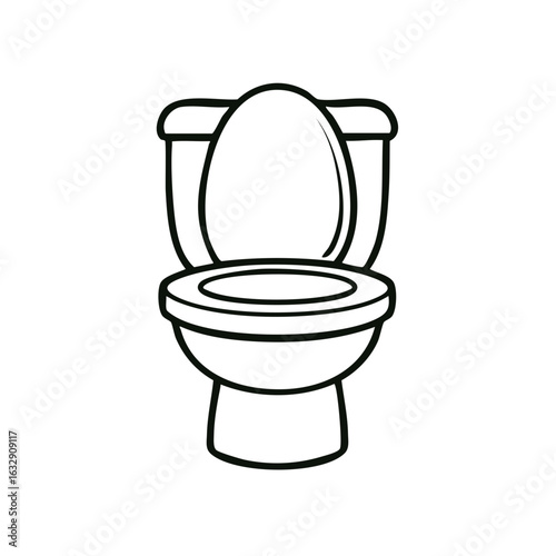 Toilet bowl outline symbol on white background Bathroom fixture sanitation icon design concept