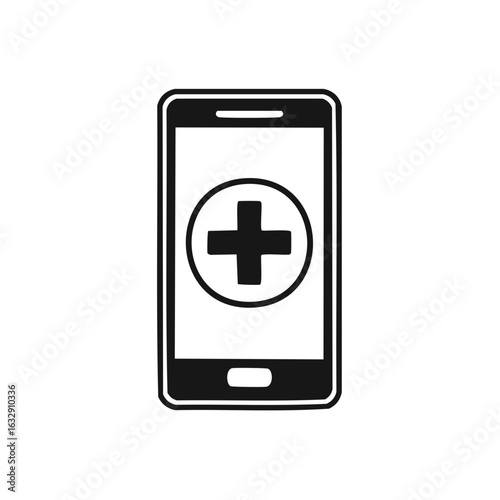 Smartphone icon with medical cross for digital health and mobile healthcare services