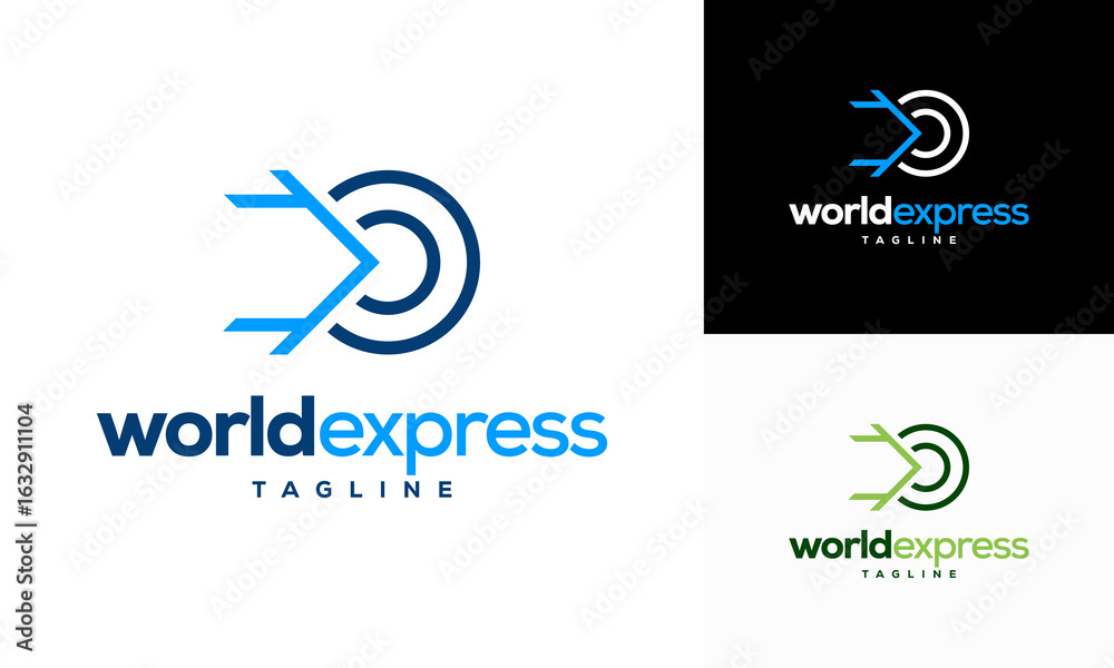 Obraz premium World Express delivery logo, Logistic company vector logo template