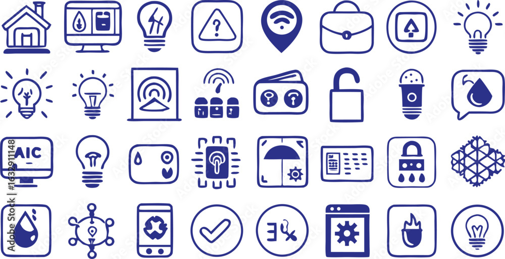 Fototapeta premium Smart Home Technology and Internet of Things Icons Collection home automation
