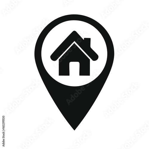 House location pointer icon marking home address, real estate, or delivery point on maps