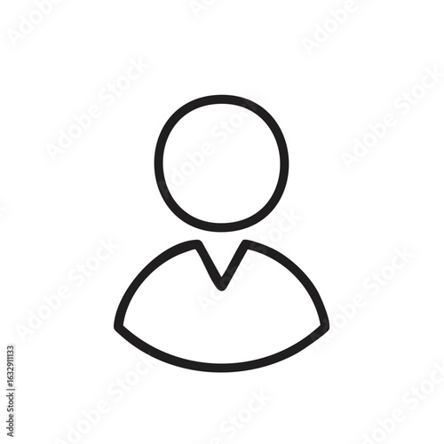 Minimalist person icon outline. Universal user profile avatar symbol. Simple graphic for account and web design.