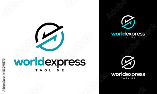 World Express delivery logo, Logistic company vector logo template