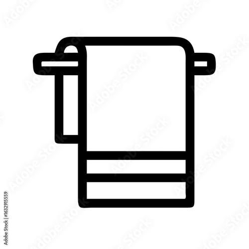 Towel on rack bathroom linen hanging clean cloth spa hygiene home hotel domestic bath drying accessory icon