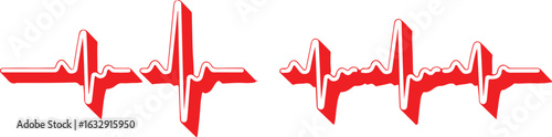 Red Heartbeat Waveforms: Medical Graphic Design.