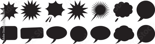 Collection of various comic speech bubbles and explosion effects.
