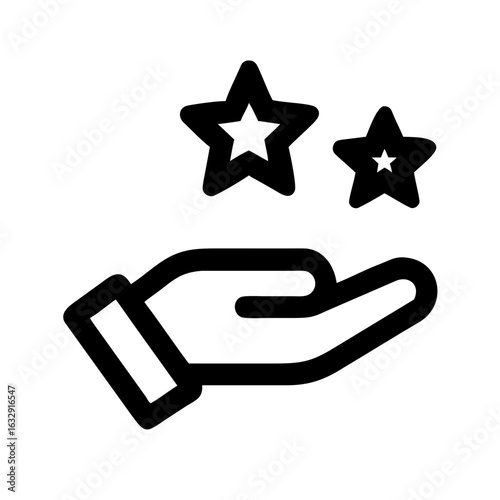 Hand holding stars vector icon design for rating and feedback concept for user experience and review