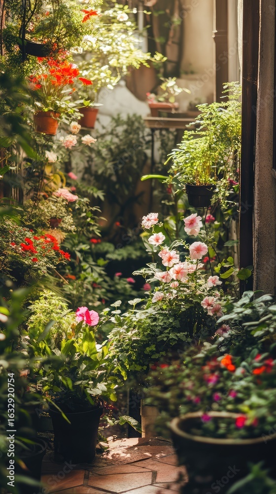 Obraz premium A garden with many flowers and plants