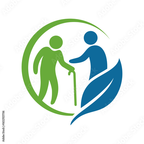 Elderly care logo vector illustration template. Simple design in circle